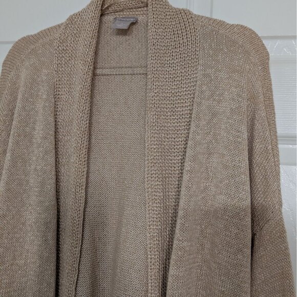 Chicos 3 Metallic Knit Cardigan Womens Size XL Gold Long Sleeve Open Sweater - Picture 2 of 6